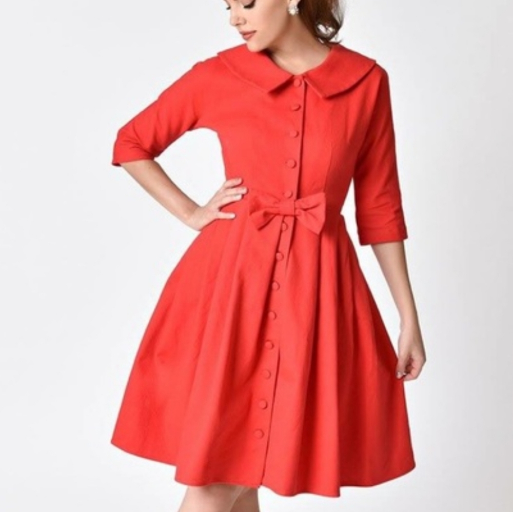 Unique vintage red coat dress